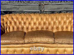 Vintage button Tufted Leather Chesterfield Sofa