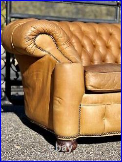 Vintage button Tufted Leather Chesterfield Sofa