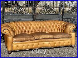 Vintage button Tufted Leather Chesterfield Sofa