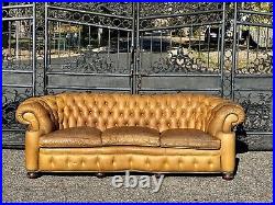 Vintage button Tufted Leather Chesterfield Sofa