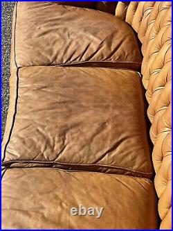 Vintage button Tufted Leather Chesterfield Sofa