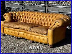 Vintage button Tufted Leather Chesterfield Sofa