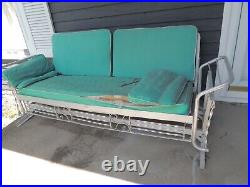 Vintage convertible sofa Daybed Aluminum porch glider Original cushions