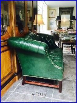 Vintage leather sofa tufted Chippendale