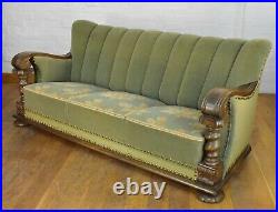 Vintage retro 3 seater sofa / settee with spiral twist supports