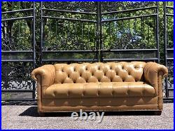 Vintage tufted leather chesterfield sofa