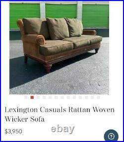 Vintage wicker rattan sofa