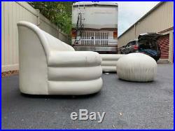 Vladimir Kagan Directional Sectional Sofa, Chaise & Pouf Having Piled Base