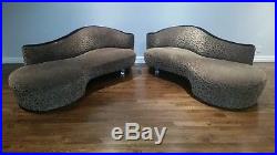 Vladimir Kagan for Weiman serpentine cloud sofa couch lucite legs PAIR of TWO