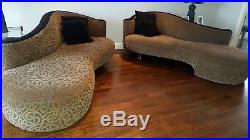 Vladimir Kagan for Weiman serpentine cloud sofa couch lucite legs PAIR of TWO