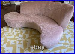 Vladimir Kagan serpentine Custom Sofa Cloud Pink Vintage Midcentury Modern Couch