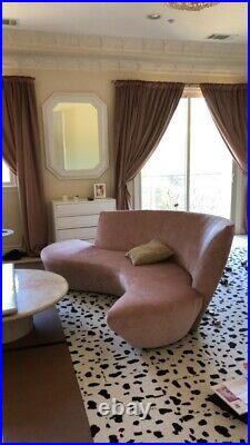 Vladimir Kagan serpentine Custom Sofa Cloud Pink Vintage Midcentury Modern Couch