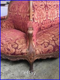Vtg Antique Handcarved victorian 1800s 4 sided Parlour Courting Couch