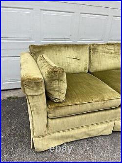 Vtg Harden Furniture Olive Green Velvet Sofa Couch MCM Vibe Mid Century Modern