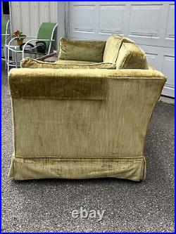 Vtg Harden Furniture Olive Green Velvet Sofa Couch MCM Vibe Mid Century Modern