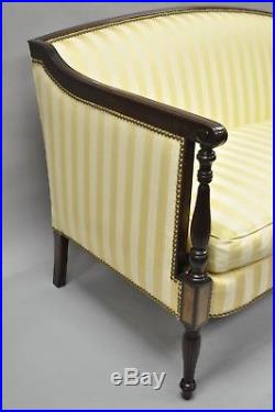 Vtg Hickory Chair Co Mahogany Wood Gold Sheraton Federal Settee Love Seat Sofa A
