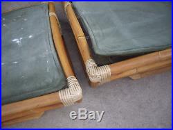 Vtg Mid Century Bamboo Rattan Tiki Furniture Set Couch Chair End tables