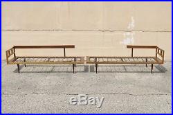 Vtg Mid Century Modern Danish Style 2 Piece Sectional Sofa Daybed Walnut Chaise