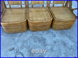 Vtg Mid Century Paul Frankl Square Pretzel Bamboo Rattan Couch Sofa With Cushions