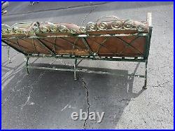Vtg Wrought Iron Outdoor Furniture Sofa Couch Salterini Woodard Floral Cushions