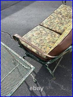 Vtg Wrought Iron Outdoor Furniture Sofa Couch Salterini Woodard Floral Cushions