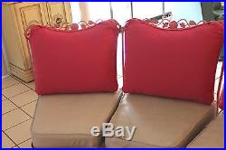 WOODARD Wrought Iron 3 pc sectional semi circle SOFA COUCH Chantilly Rose 1954