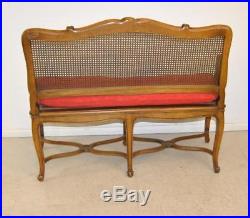 Walnut Caned Back Carved French Settee Louis XV Style