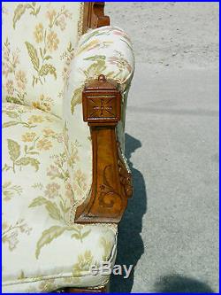 Walnut Victorian Triple Back Sofa Settee Laurel Wreath Carvings