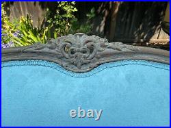 Will ShipANTIQUE VICTORIAN SOFA SETTEE REFINISHED Robin'sEggBlue CARVED