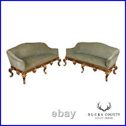 William Switzer Rococo Style Pair of Carved Giltwood Sofas