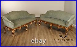 William Switzer Rococo Style Pair of Carved Giltwood Sofas