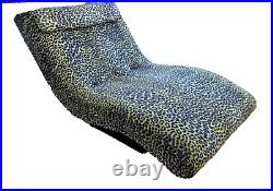 XL Leopard Chaise Wave Lounge Vintage Mid Century Modern Wavy Chair Plush Plinth