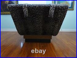 XL Leopard Chaise Wave Lounge Vintage Mid Century Modern Wavy Chair Plush Plinth