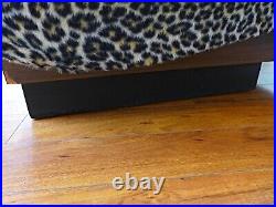 XL Leopard Chaise Wave Lounge Vintage Mid Century Modern Wavy Chair Plush Plinth