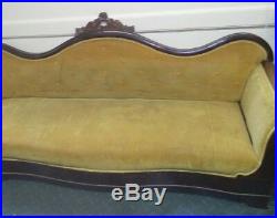 Yellow Velvet Antique Victorian Empire sofa (Pickup Only)