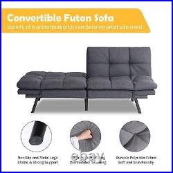 ZB Sofa Bed, Memory Foam Futon, Sleeper Sofa, Convertible Couch Bed Classic Grey